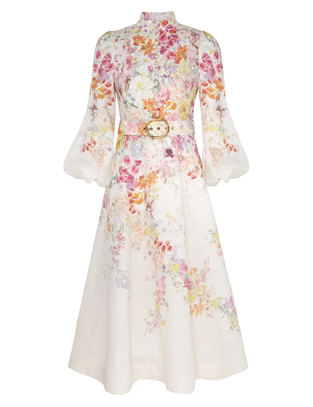Zimmermann Natura Buttoned Midi Dress in Kaleidoscope Garden Size 0 / AU 8 - Image 2