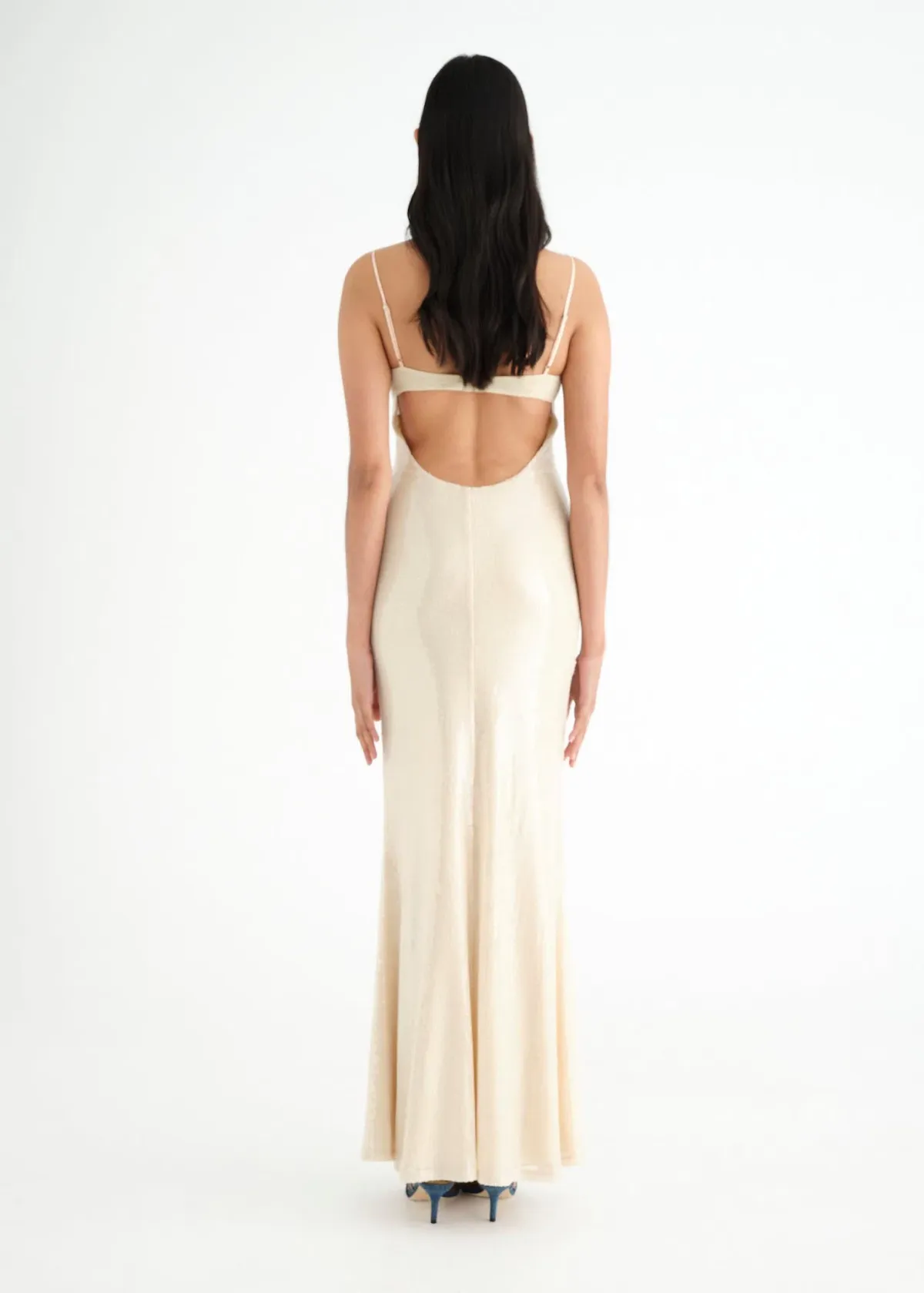 BENNI Juliano Sequin Slip Dress Light Toffee Size S / AU 8 - Image 3