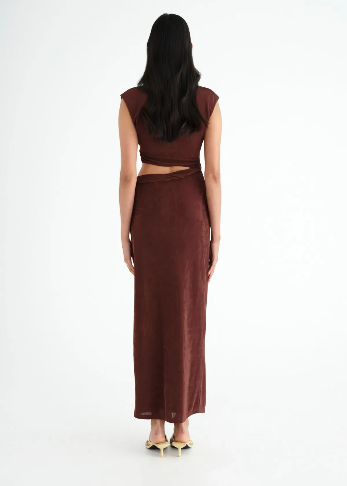 Benni Henri Twist Maxi Dress Chocolate Size XS / AU 6 - Image 2