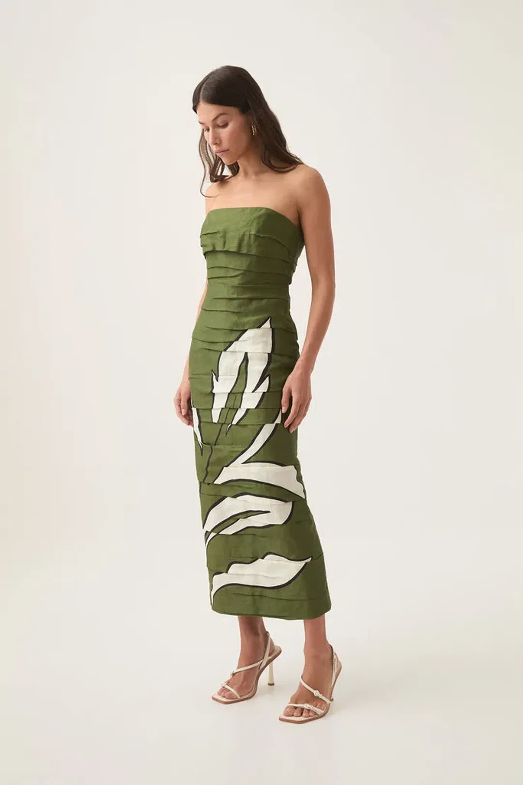 Aje Jasmine Midi Dress Abstract Fern Size 10 for rent on The Volte - main image