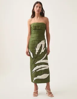 Aje Jasmine Midi Dress Abstract Fern Size 10 for rent on The Volte - image 1