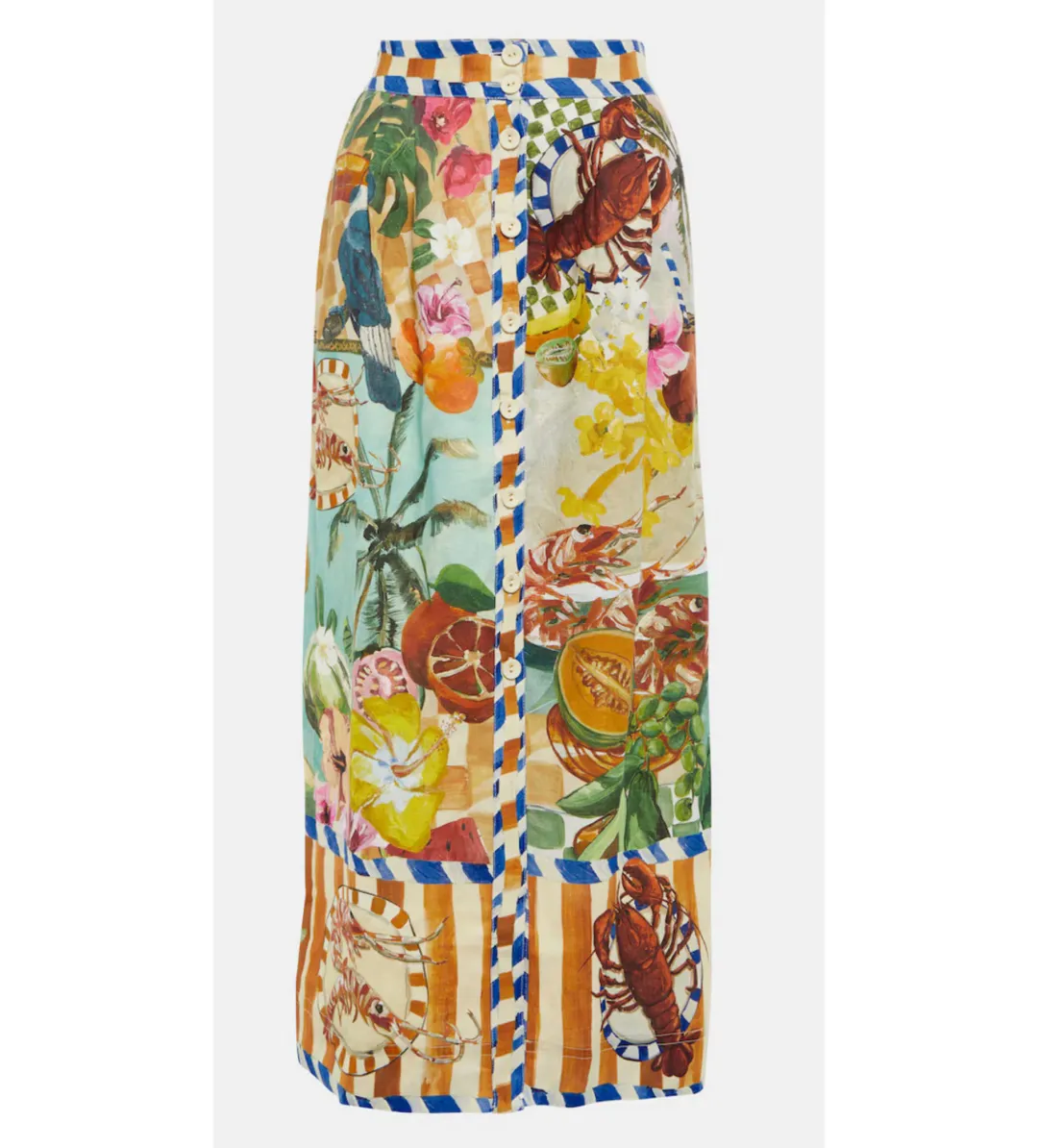 Alemais Theo Shirt and Column Skirt Ivory Print Size AU 16 for rent on The Volte - main image