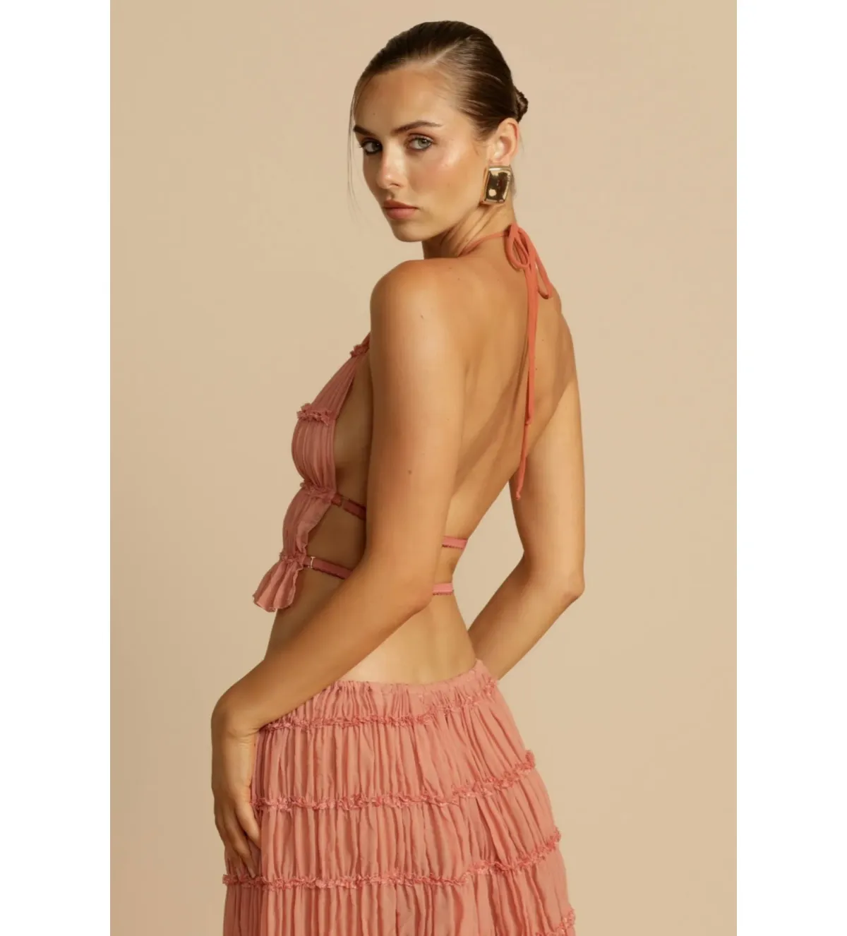 Arcina Ori Juliette Halter and Skirt Set in Peach Size S/Au 6 - Image 2