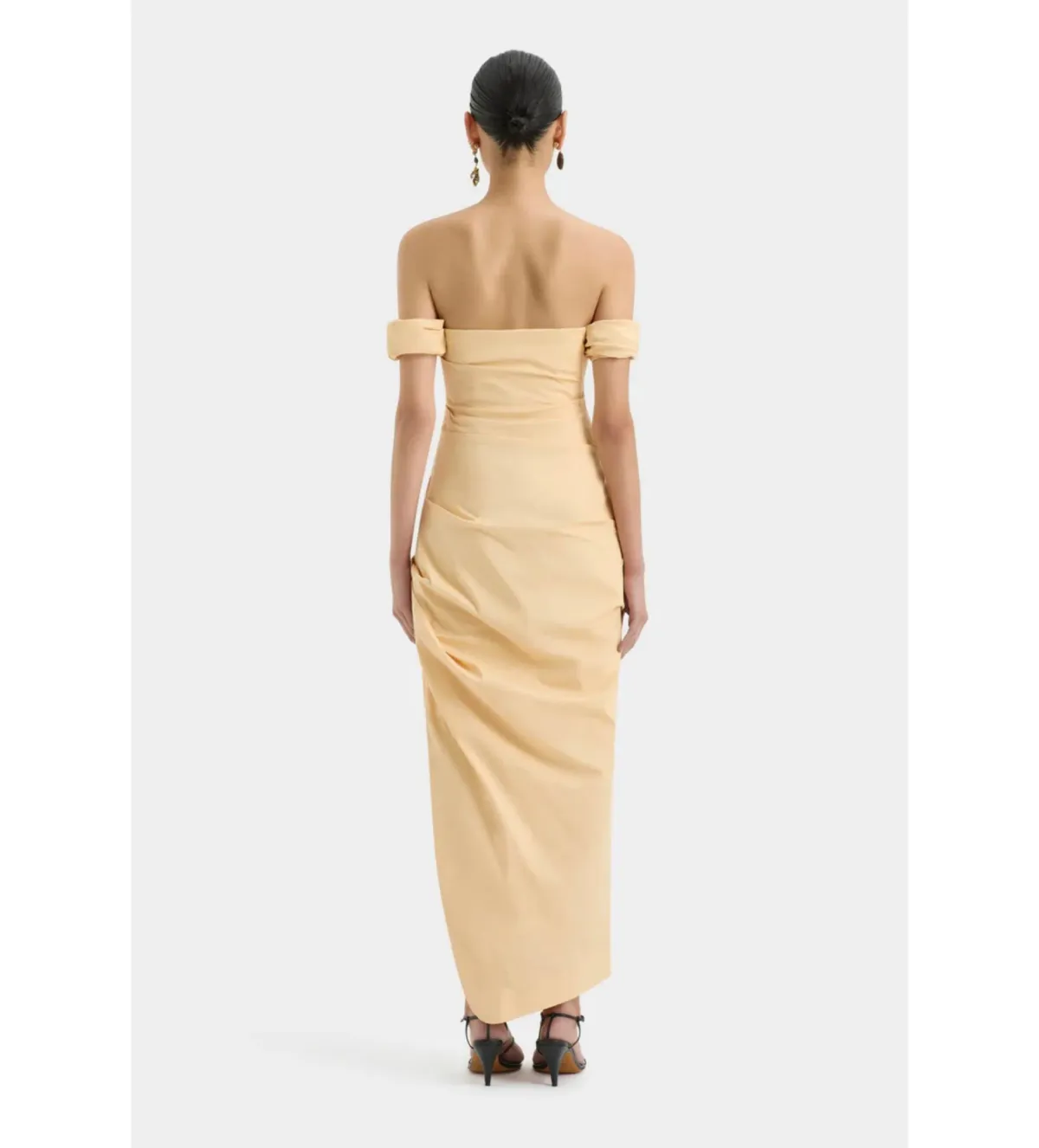 Sir the Label The Carmen Draped Gown in Light Peach Size 2/Au 10 - Image 3
