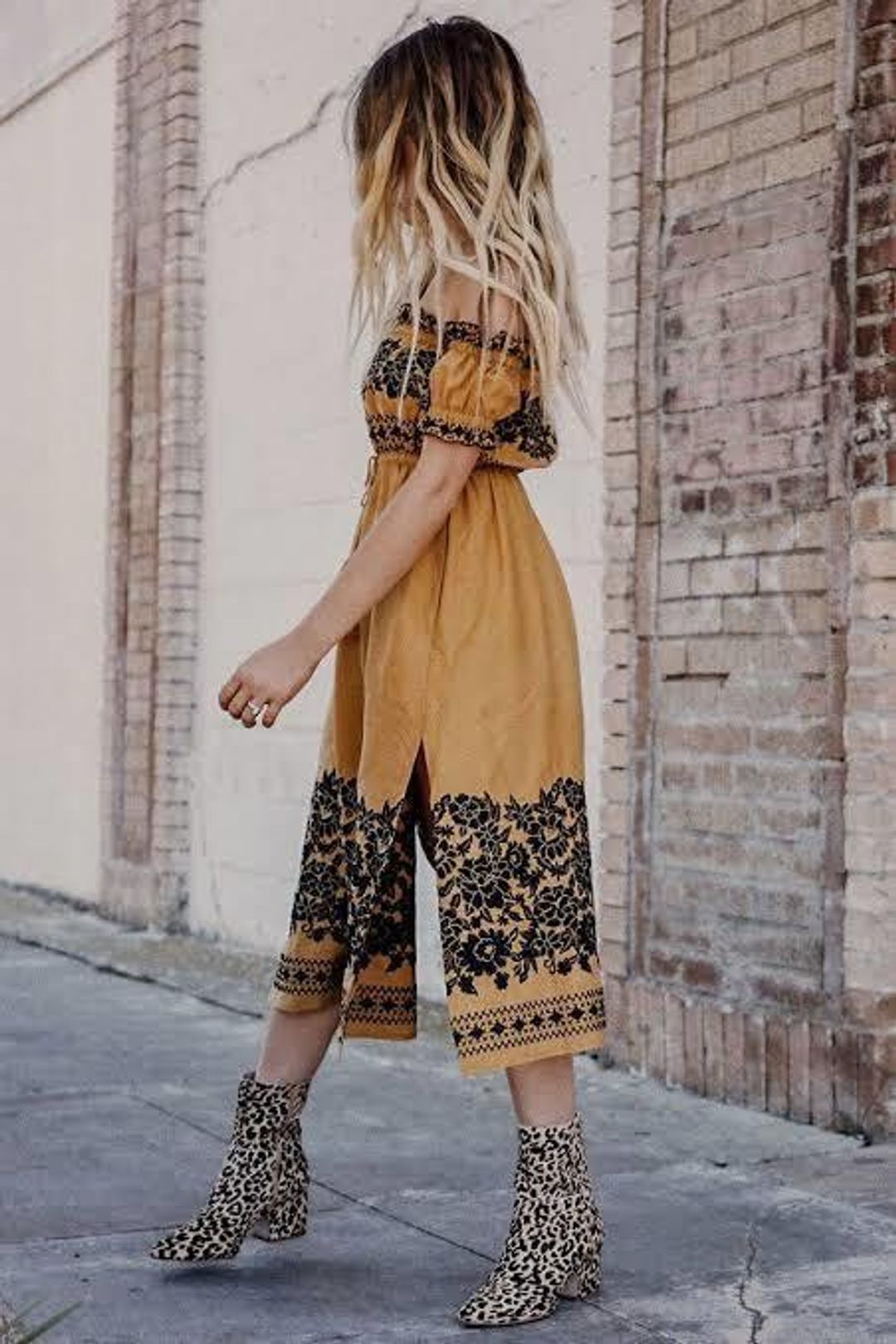 Spell & the Gypsy Collective Venus Off Shoulder Mid Dress Yellow Size 12 for rent on The Volte - main image