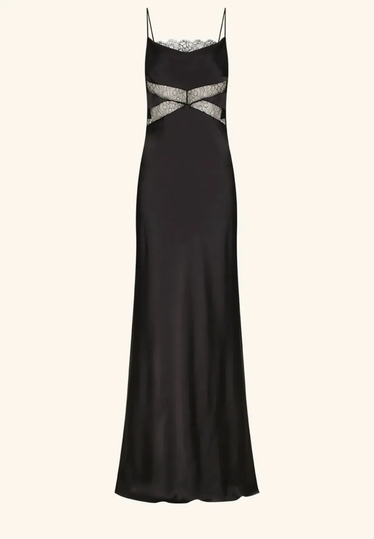 Shona Joy Leticia Silk Cowl Neck Lace Maxi Dress Black Size 6 - Image 6