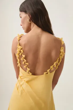 Aje Soulful Pom Pom Midi Dress Soft Yellow Size 14 for rent on The Volte - image 2