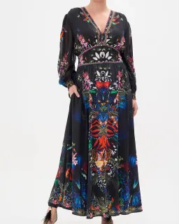 Camilla Flutter By Button Maxi Dress With Shaped Waistband Multi Size XXL / AU 18 for rent on The Volte - image 1