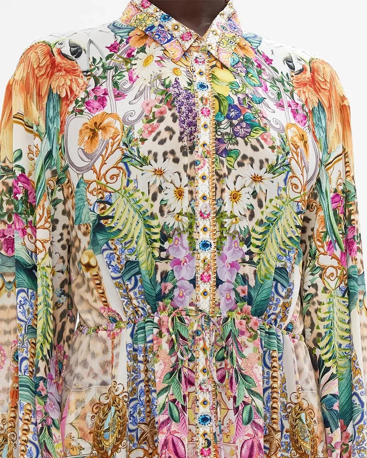 Camilla Flowers Of Neptune Tiered Long Shirt Dress Floral Size XXL / AU 18 - Image 4