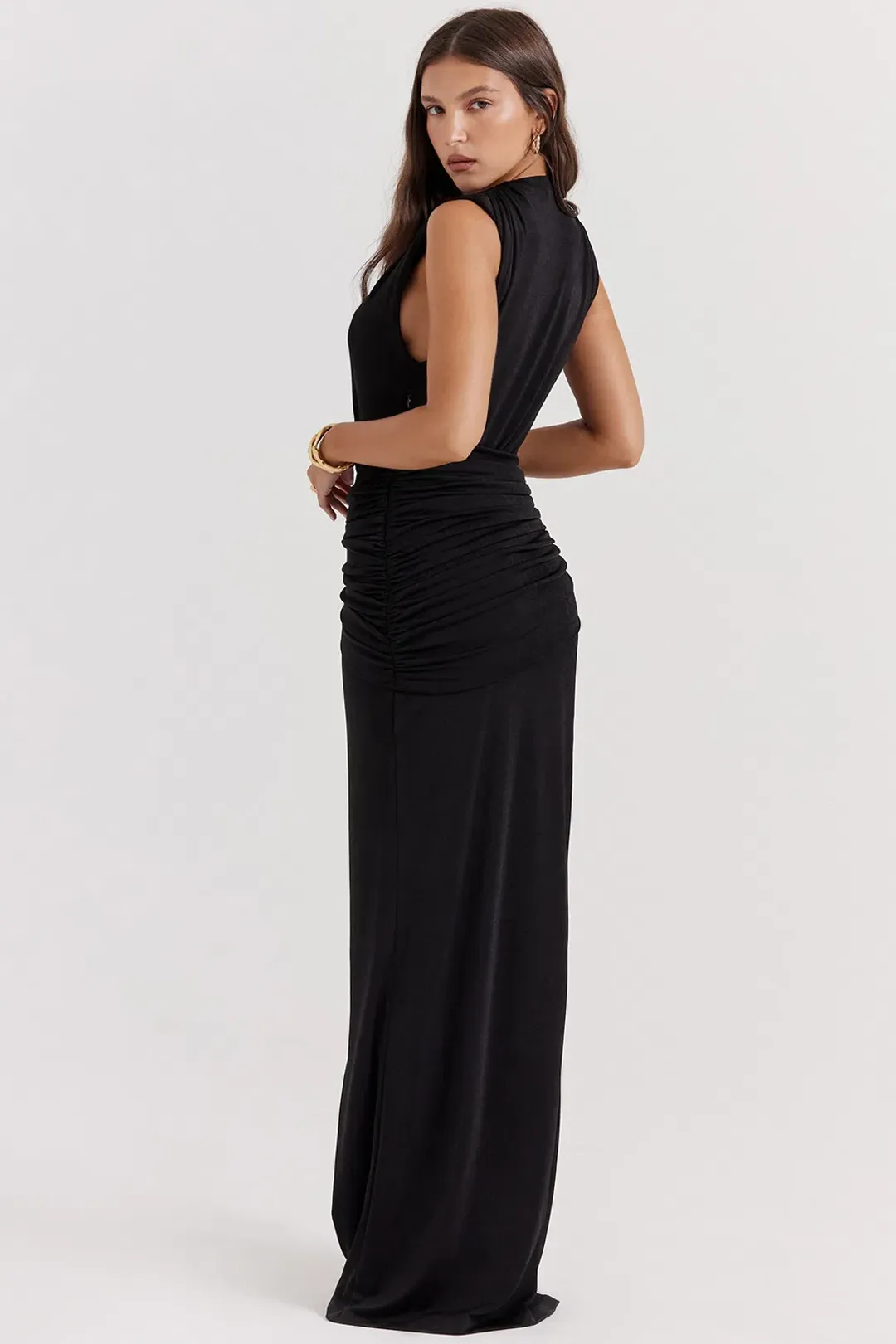 House of CB Larelle Plunge Maxi Dress Black Size 6 for rent on The Volte - main image