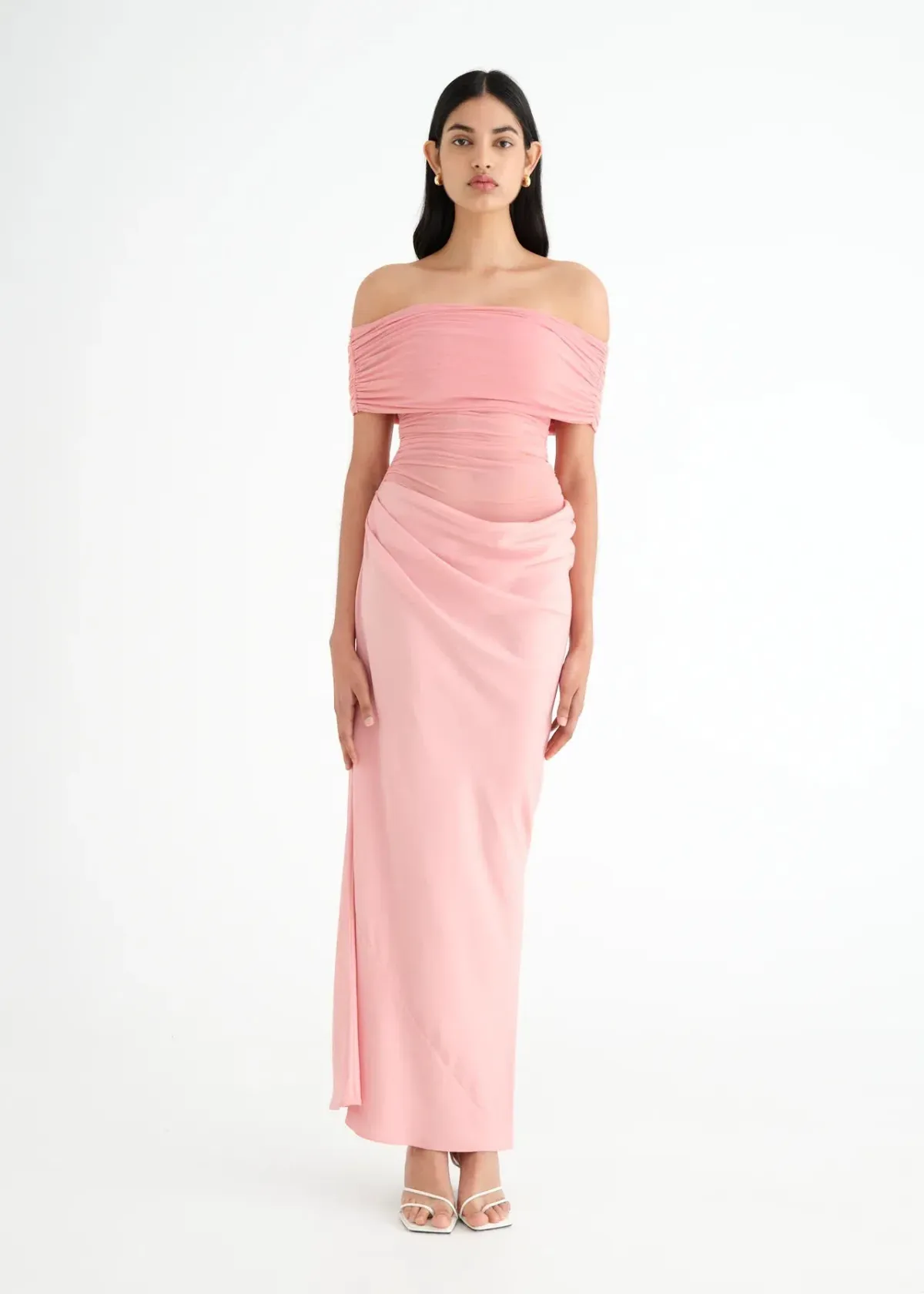Benni Nico Off the Shoulder Maxi Dress Candyfloss Pink Size S / AU 8 - Image 1