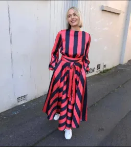 Binny Satin Dress Stripe Size AU 8 for rent on The Volte - image 2