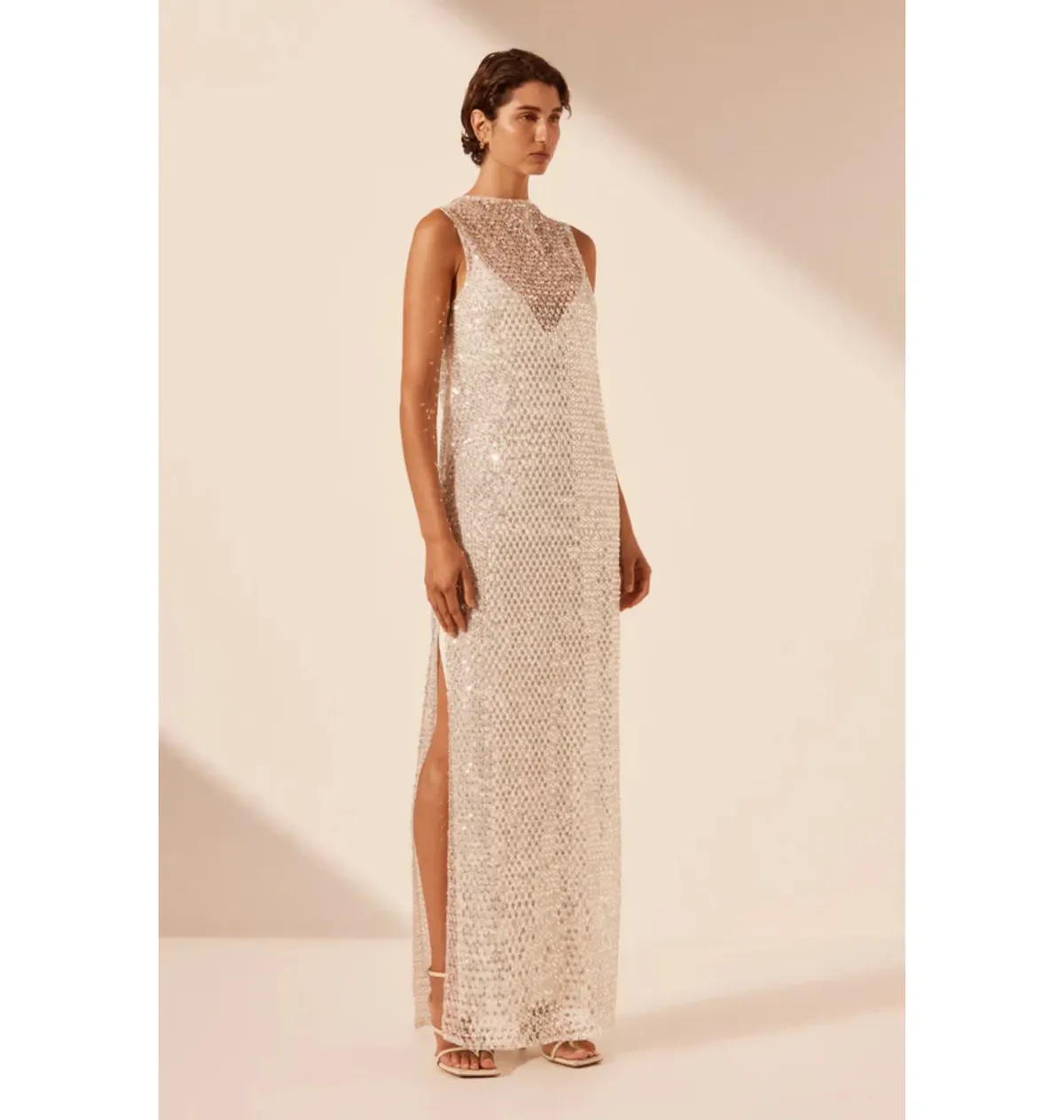 Shona Joy Asteria Midi Dress Silver Size AU 8 - Image 2