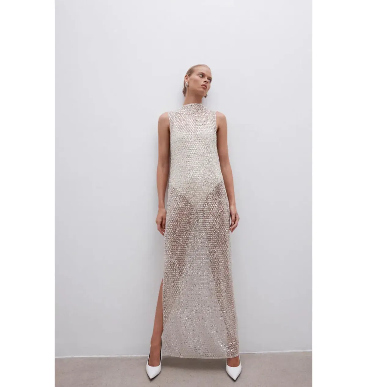 Shona Joy Asteria Midi Dress Silver Size AU 8 - Image 5