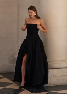 Aje Violette Bubble Hem Maxi Dress Black Size 10 for rent on The Volte - image 1