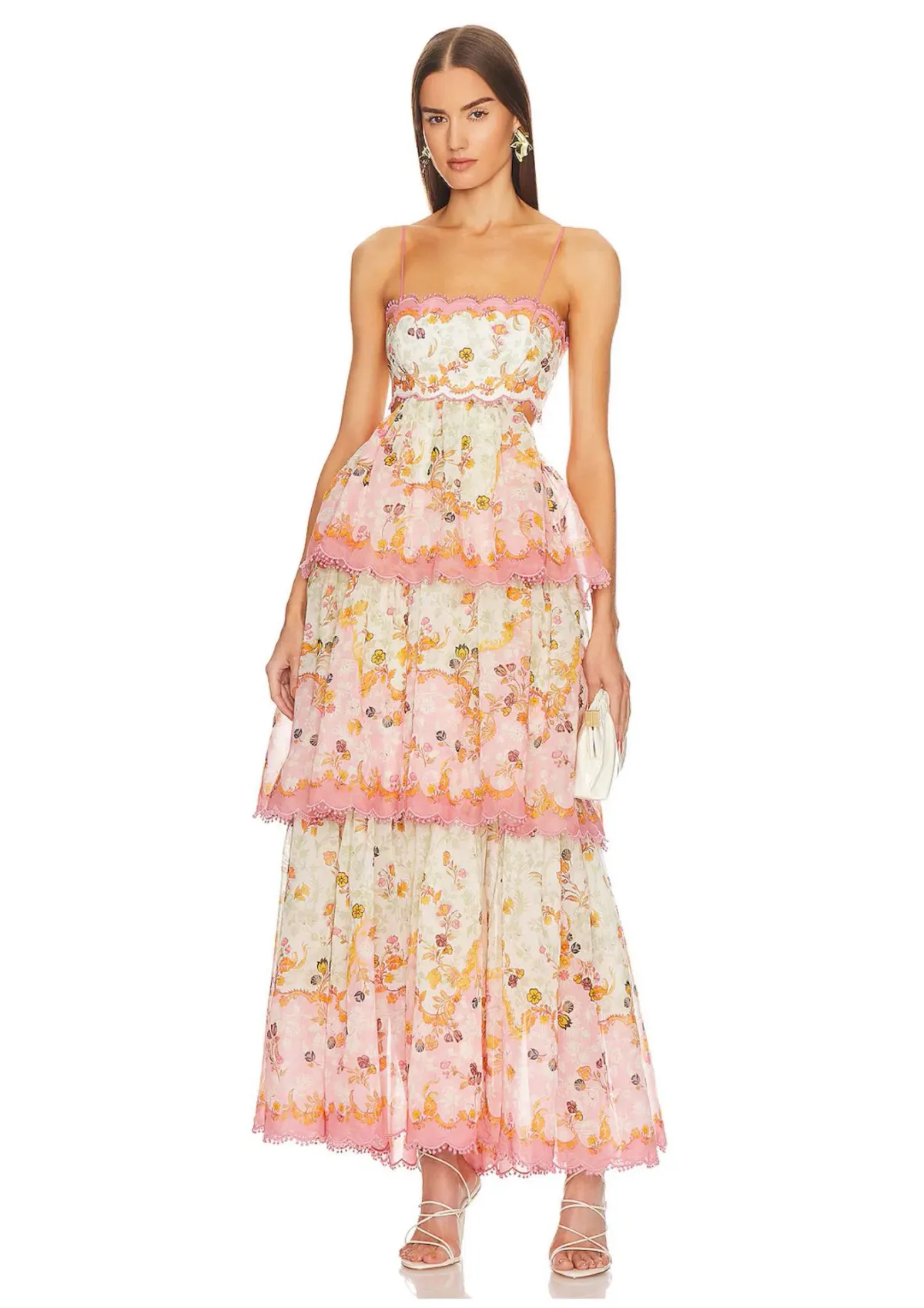 Zimmermann Laurel Frill Midi Dress Pink/Green Floral Size 3 / AU 14 - Image 1