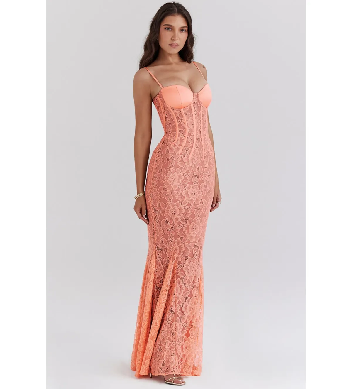 House Of CB Cordelia Lace Godet Maxi Dress Sorbet Size XS / 6 - Image 4