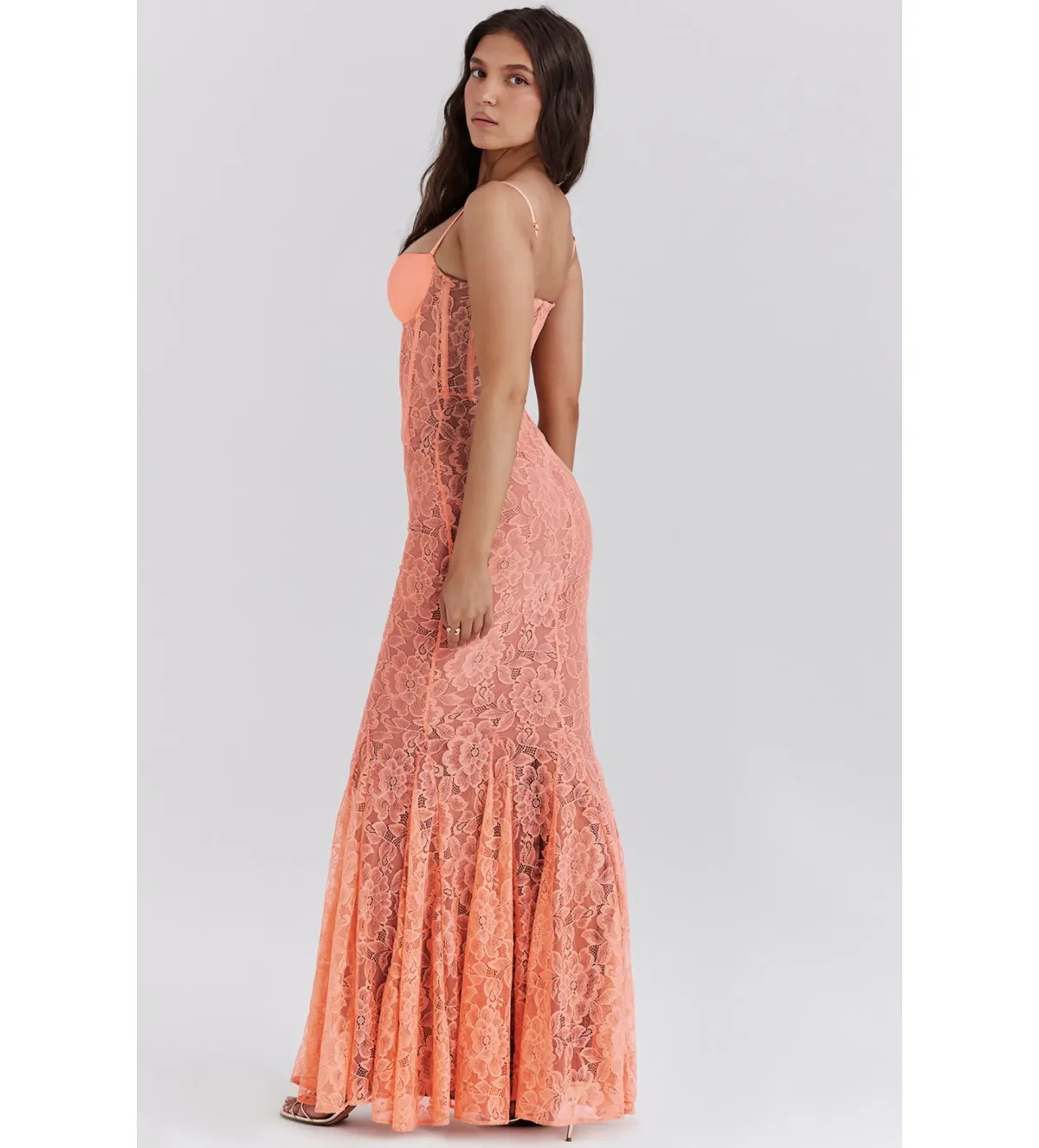 House Of CB Cordelia Lace Godet Maxi Dress Sorbet Size XS / 6 - Image 2
