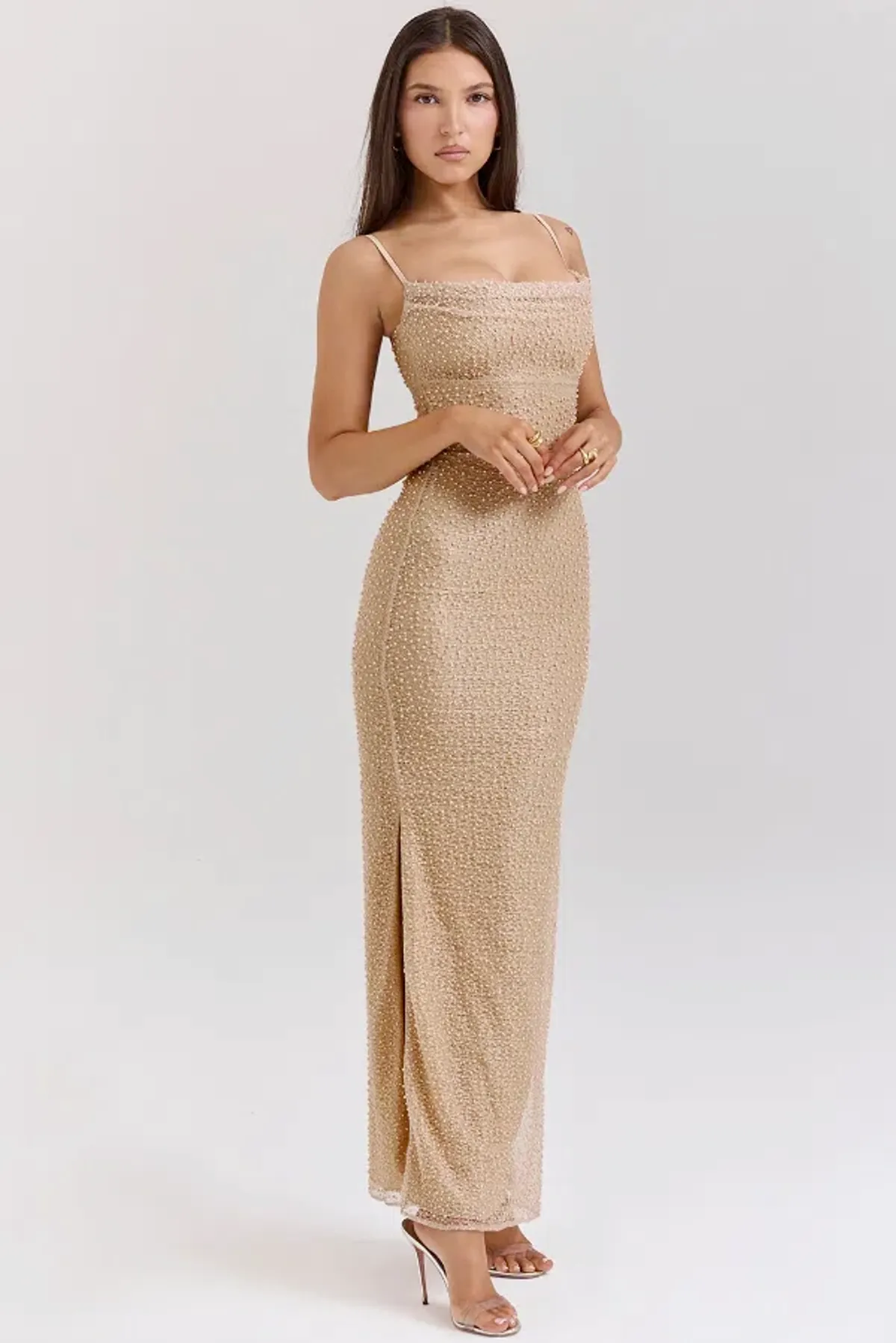 House Of CB Calla Maxi Dress Seapearl Embellished Size M / 10 - Image 2
