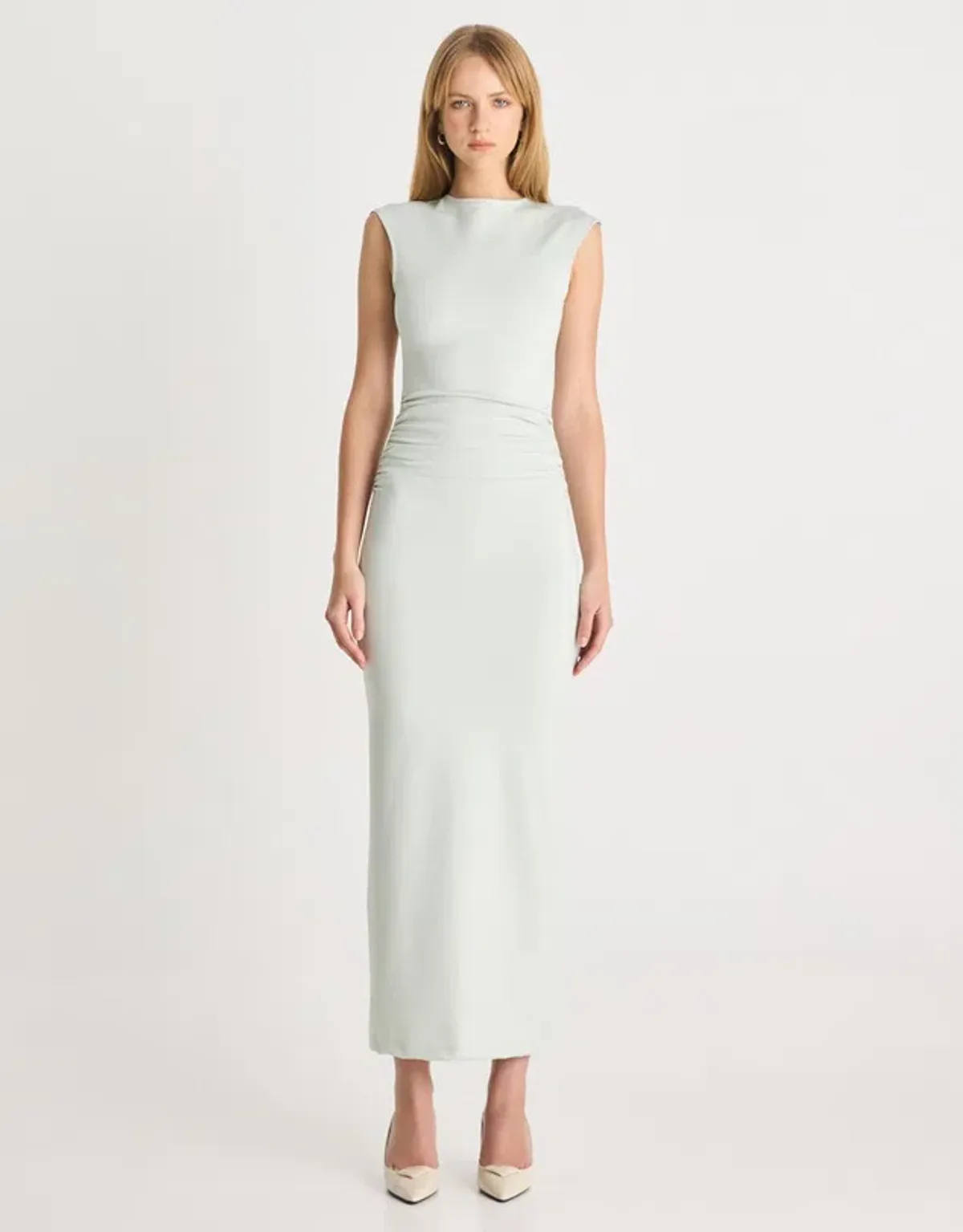 Romy Scuba Gathered Dress Mint Size 12 for rent on The Volte - main image