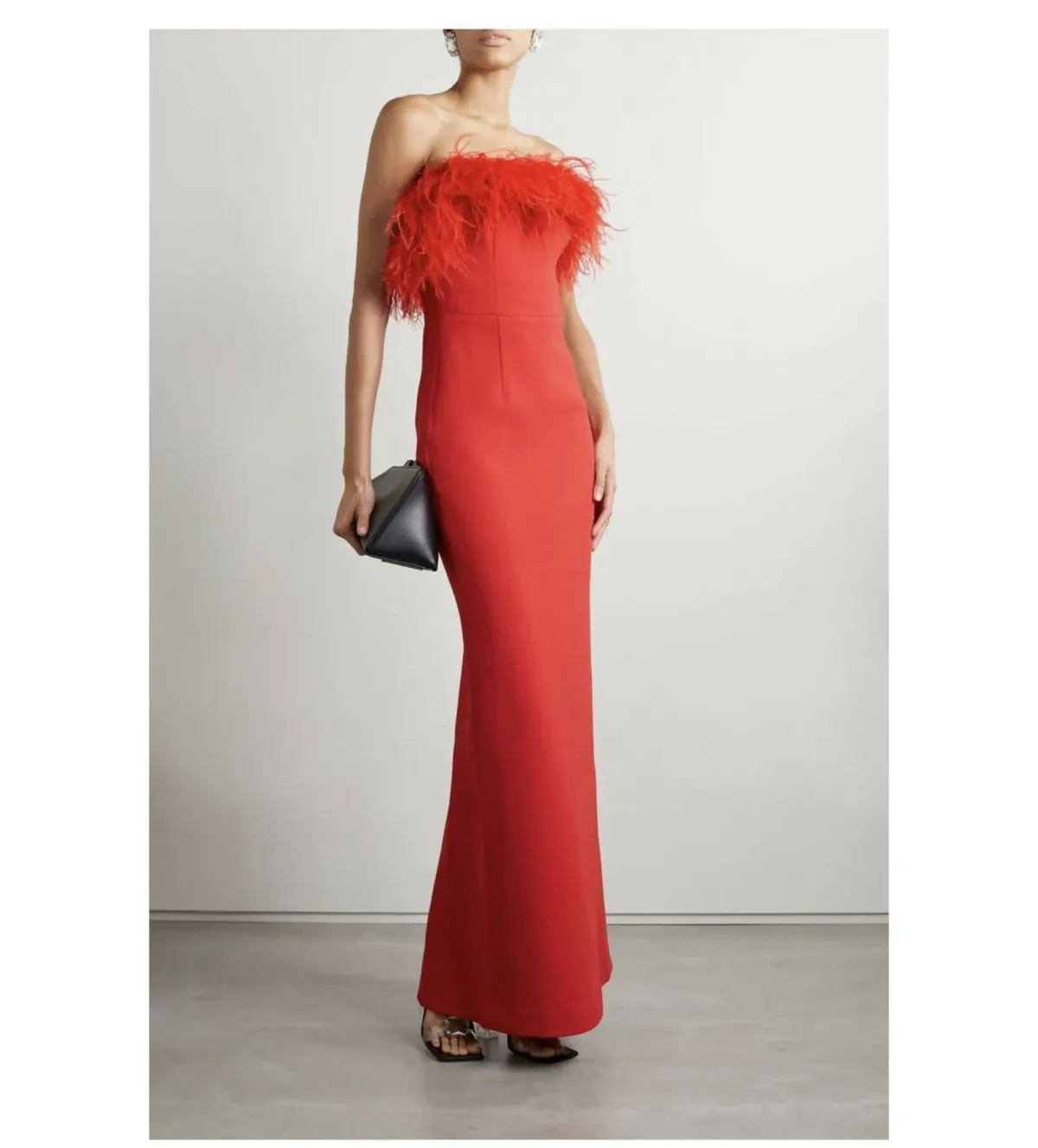 Rebecca Vallance Scarlett Strapless Feather Gown Red Size 6 - Image 1