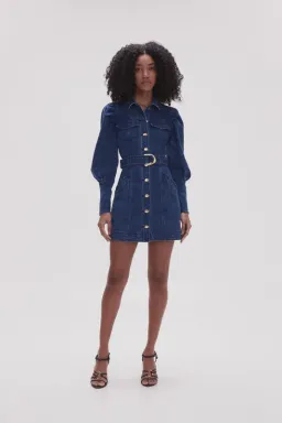 Aje May Denim Long Sleeve Dress Dark Indigo Size AU 16 for rent on The Volte - image 1