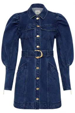 Aje May Denim Long Sleeve Dress Dark Indigo Size AU 16 for rent on The Volte - image 4