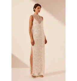 Shona Joy Asteri High Neck Sleeveless Maxi Dress Silver Size AU 16 for rent on The Volte - image 3