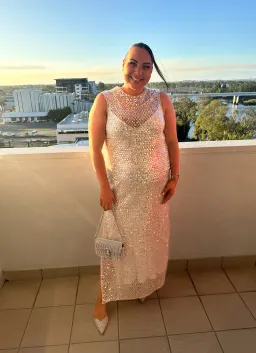 Shona Joy Asteri High Neck Sleeveless Maxi Dress Silver Size AU 16 for rent on The Volte - image 1