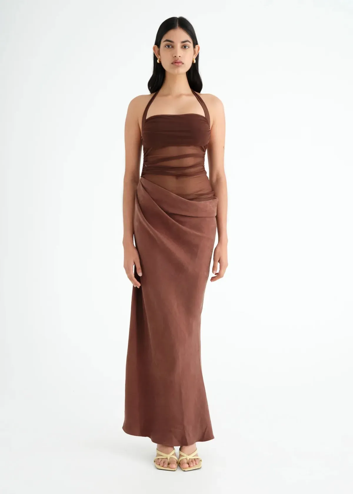 Benni Gina Halter Dress Brown Size AU 6 - Image 1