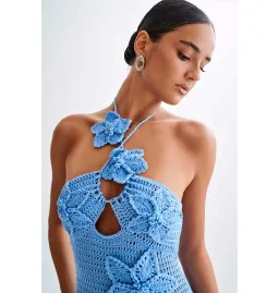 Meshki Floral Crochet Maxi Dress Cornflower Blue Size Small / AU 8 for rent on The Volte - image 2