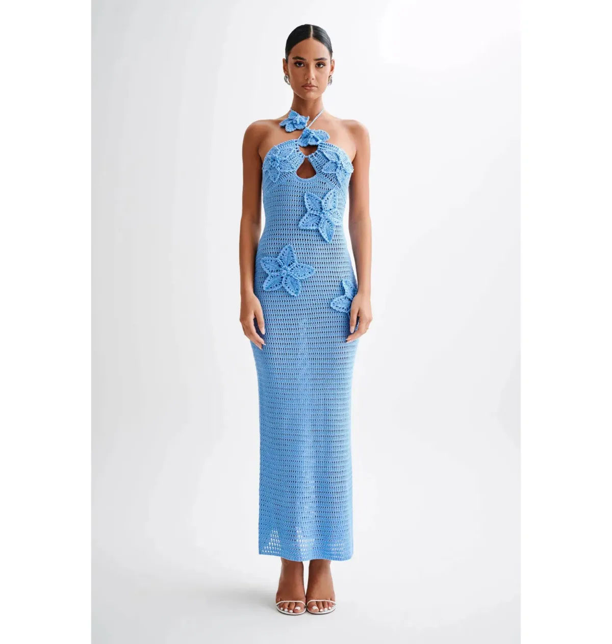 Meshki Floral Crochet Maxi Dress Cornflower Blue Size Small / AU 8 for rent on The Volte - main image