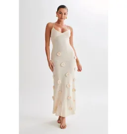 Meshki Suki Knit Maxi Dress With Flowers Nude Size Small / AU 8 for rent on The Volte - image 1