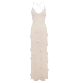 Meshki Suki Knit Maxi Dress With Flowers Nude Size Small / AU 8 for rent on The Volte - image 5