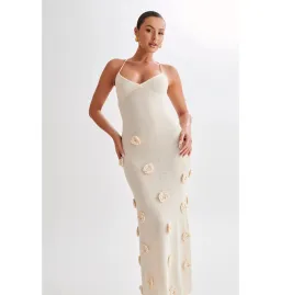 Meshki Suki Knit Maxi Dress With Flowers Nude Size Small / AU 8 for rent on The Volte - image 4