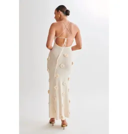 Meshki Suki Knit Maxi Dress With Flowers Nude Size Small / AU 8 for rent on The Volte - image 2