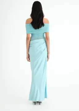 Benni Nico Off Shoulder Maxi Dress in Aquamarine Size 8 for rent on The Volte - image 2