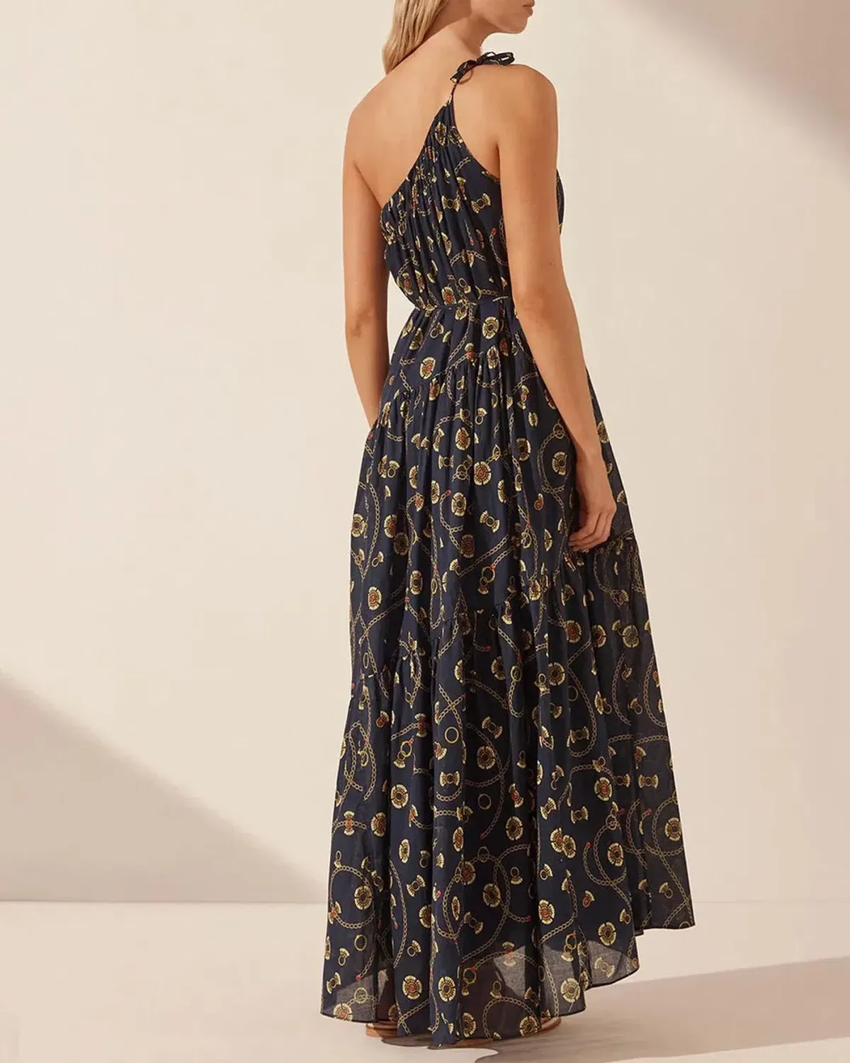 Shona Joy Vacance One Shoulder Tiered Maxi Dress Print Size 16 - Image 2