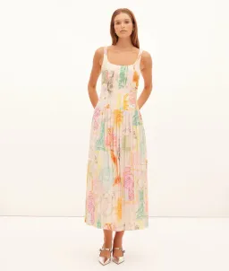 Kate Ford Ethelinda Pleated Corset Midi Dress Solstice Print Size 4 / AU 14 for rent on The Volte - image 1