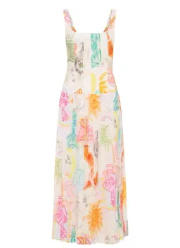 Kate Ford Ethelinda Pleated Corset Midi Dress Solstice Print Size 4 / AU 14 for rent on The Volte - image 6