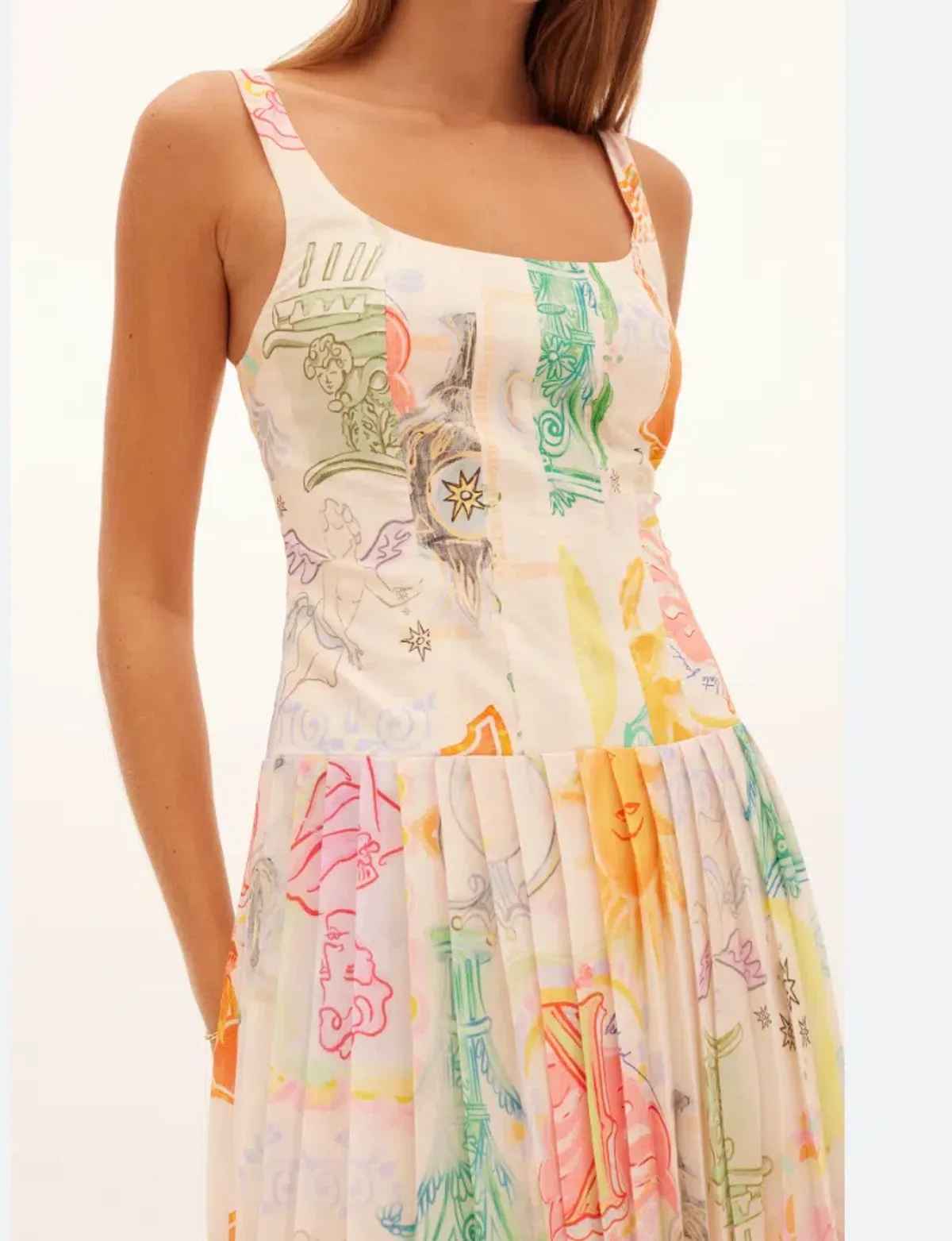 Kate Ford Ethelinda Pleated Corset Midi Dress Solstice Print Size 4 / AU 14 - Image 4