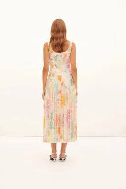 Kate Ford Ethelinda Pleated Corset Midi Dress Solstice Print Size 4 / AU 14 for rent on The Volte - image 3