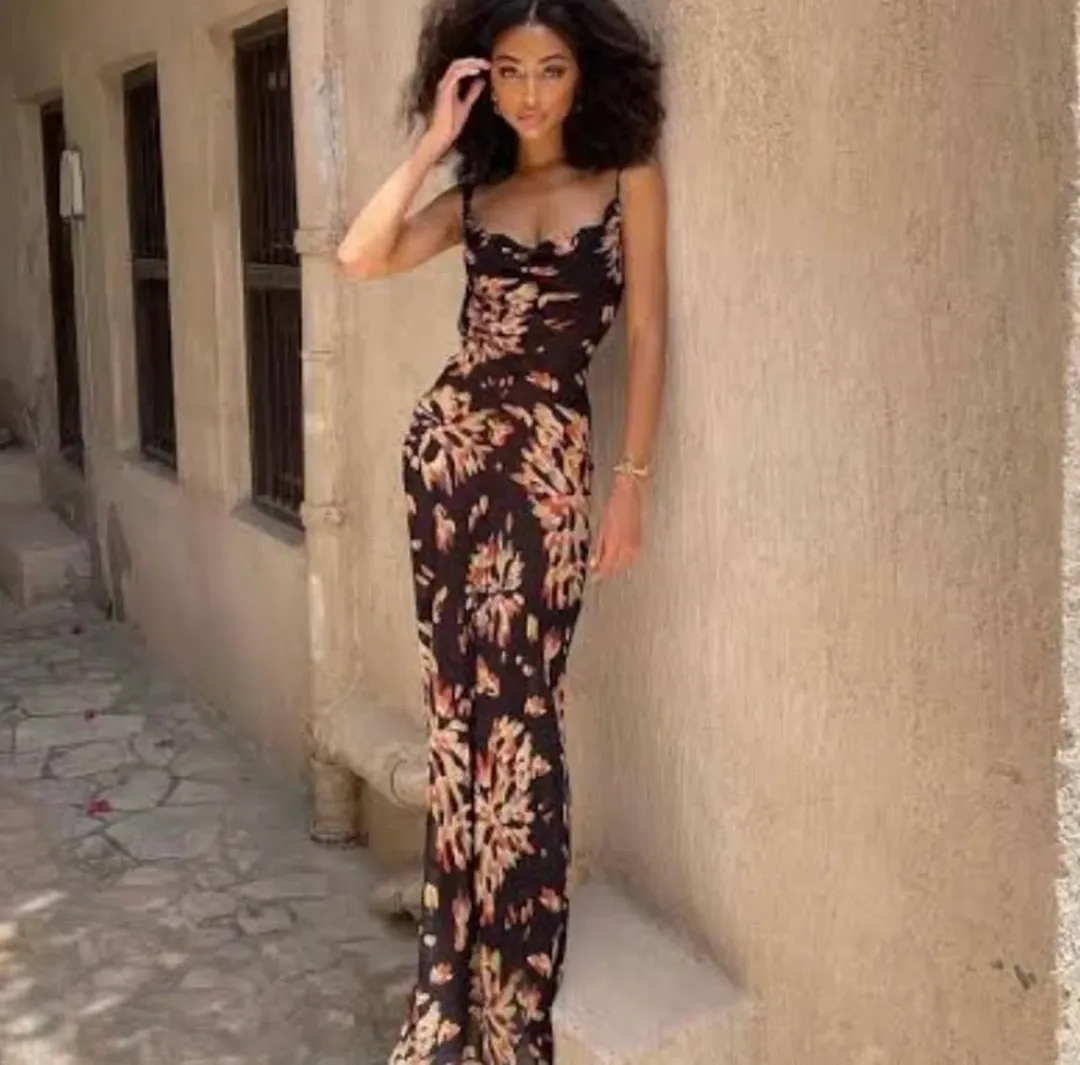 Rat & Boa Catarina Maxi Dress Black Floral Size M (10) for rent on The Volte - main image