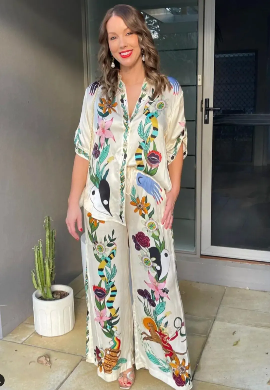 Alemais Meagan Silk Shirt & Pants Set Size 14 for rent on The Volte - main image