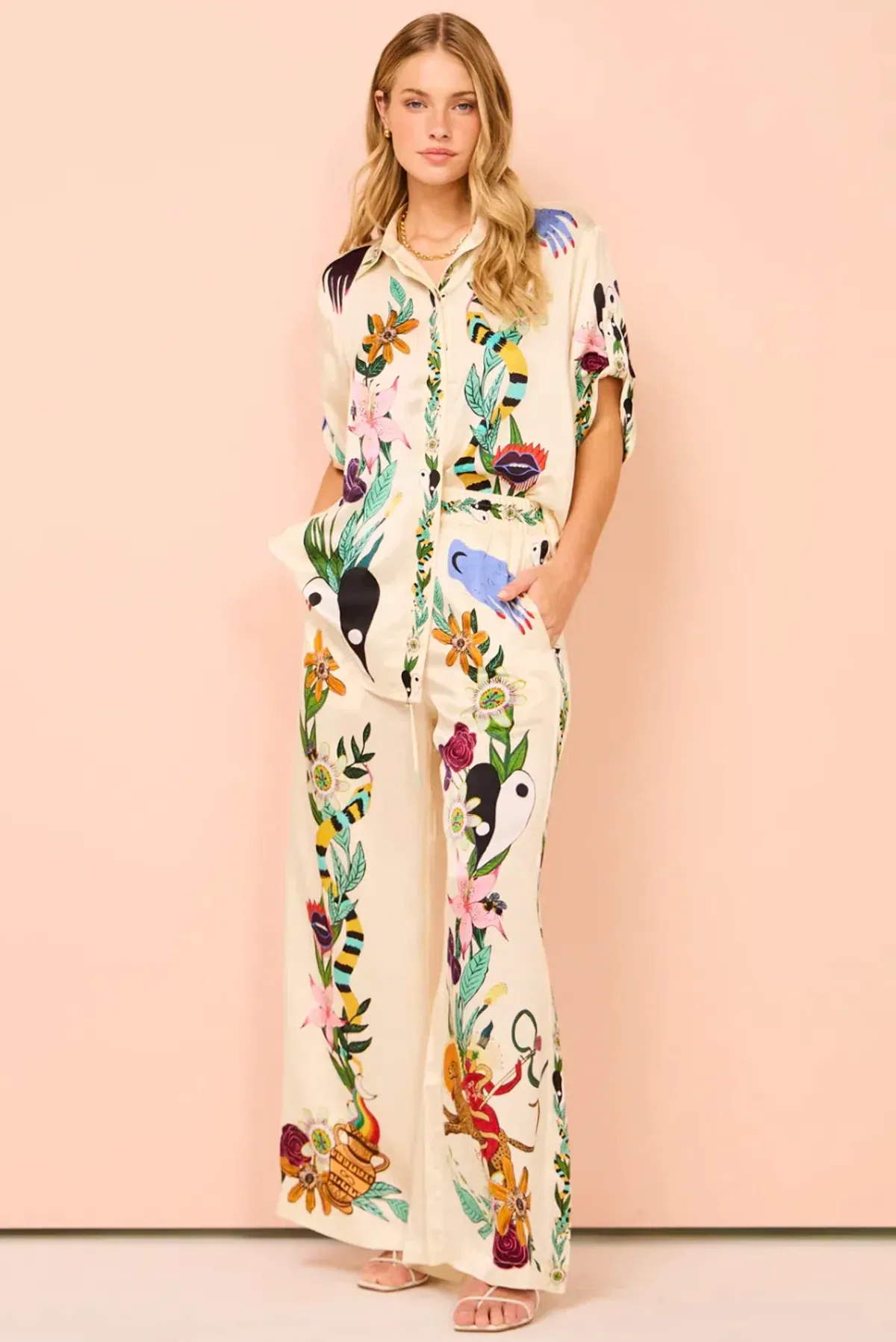 Alemais Meagan Silk Shirt & Pants Set Size 14 for rent on The Volte - main image