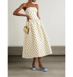 Self Portrait Taffeta Midi Dress Cream Polka Dot Size AU 8 for rent on The Volte - image 4