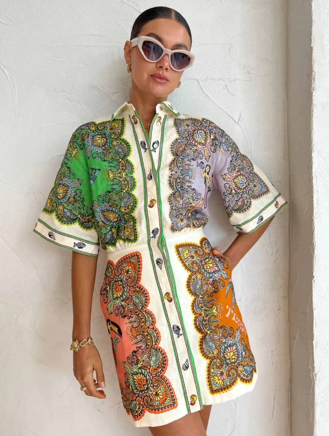 Alemais Trippy Troppo Mini Dress Multi Size 14 for rent on The Volte - main image