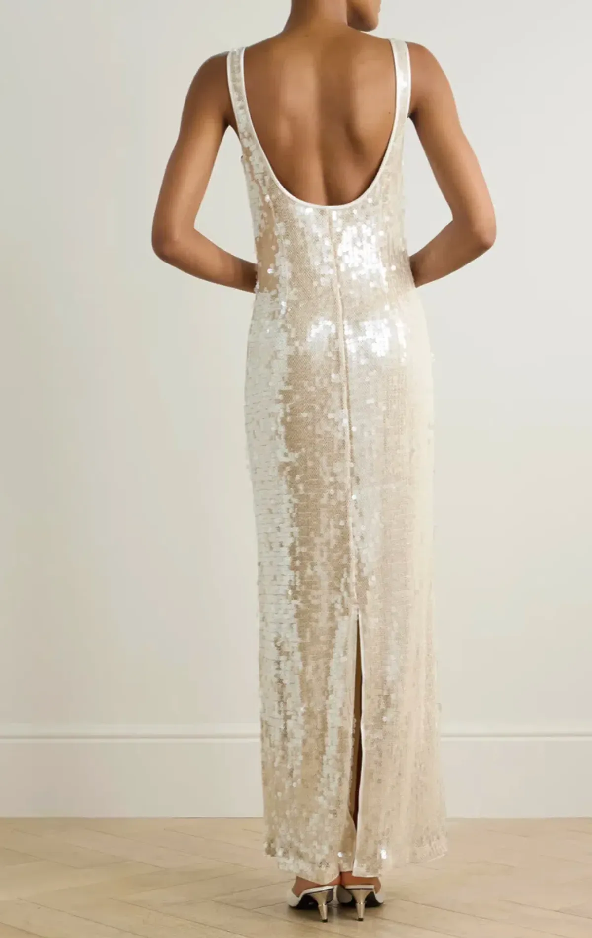 Simkhai Bex Sequined Tulle Maxi Long Dress in Cream Size US 6 / AU 10 - Image 2