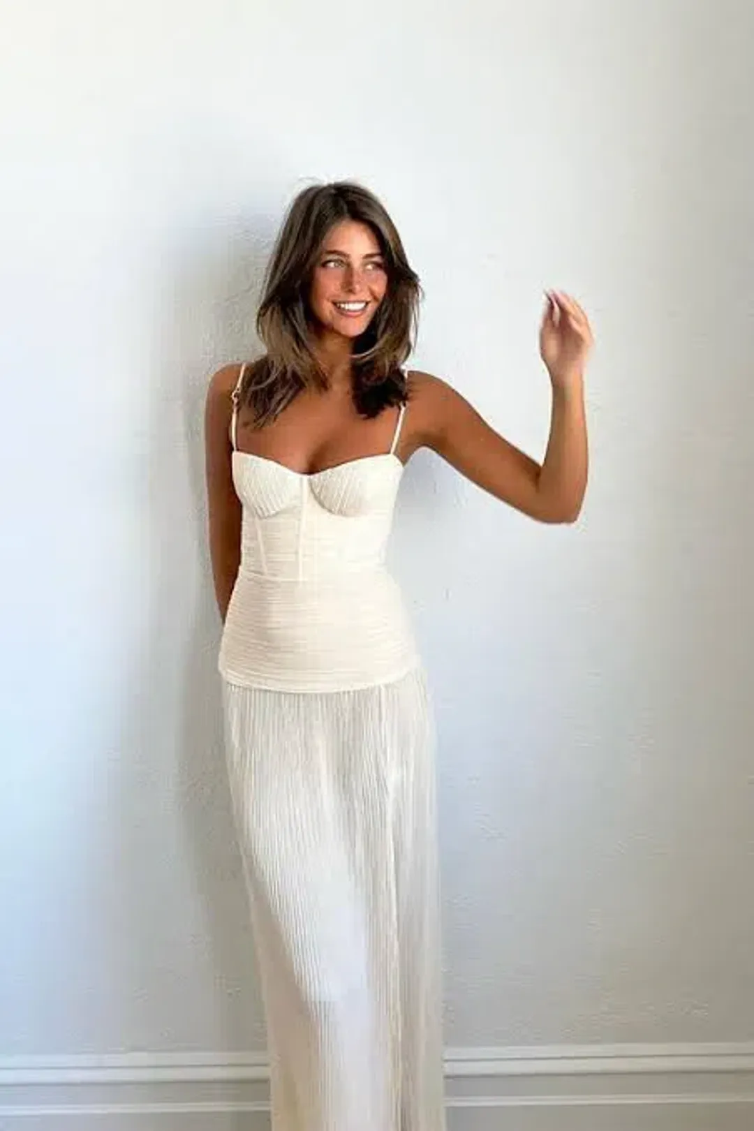 Manning Cartell Double Time Pleat Dress in White | Size S Small AU 8 for rent on The Volte - main image