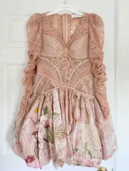 Zimmermann The Dancer Lace Mini Dress in Blush Garden Floral Size 1/Au 8 for rent on The Volte - image 3